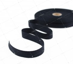 Cotton tape, black herringbone, 15 mm