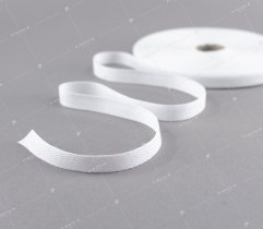 Cotton tape, white herringbone, 10 mm (178)