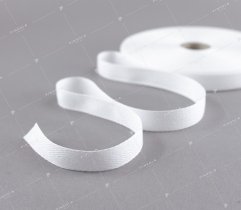 Cotton tape, white herringbone, 15 mm (180)