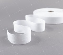 Cotton tape, white herringbone, 30 mm (186) 