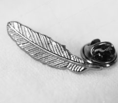 Pin, black metal feather