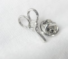 Pin, silver metal scissors