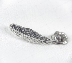 Pin, silver metal feather