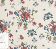 Chiffon, colorful flowers on the beige background 