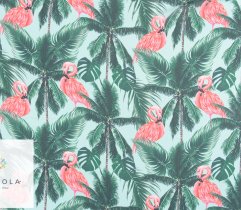 Chiffon Tropische Blätter und Flamingos 
