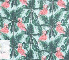 Chiffon, tropical leaves and flamingos