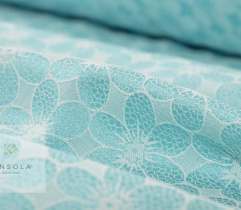 Woven reversible Jacquard  - cyan flowers 2,2Lm