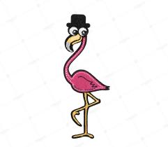 Iron-on patch, dark pink flamingo (2165)