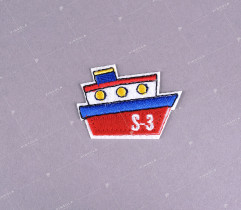 Iron-on patch, red ship (2226) 