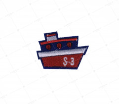 Iron-on patch, navy blue ship (2225)