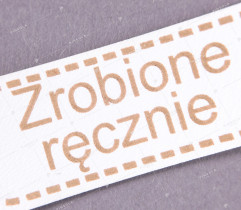 Naszywka Ekoskóra Zrobione Ręcznie 50mm biała (2232)