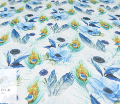 Chiffon Pfau Augen und Blumen