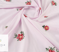 Tkanina haftowana kwiaty pink 1,8mb