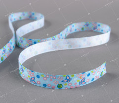 Ribbon - rep, butterflies on a blue background (2263)