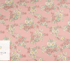 Viscose, bright flowers on a pink background 3,5Lm