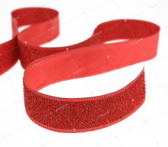 Ribbon - decorative with shimmering, red thread 