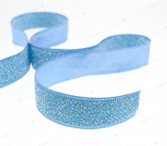 Ribbon - decorative with shimmering, blue thread 