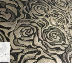 Jacquard, golden roses on black