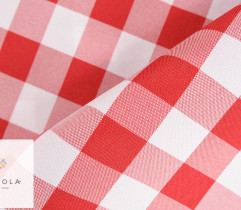 Fabric for tablecloths, red checked 