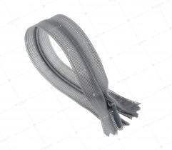 Zipper - covered, ash grey 18 cm (2636) 