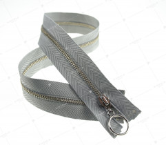 Zipper Metal Type 6 Open End 50 cm - Grey Herringbone