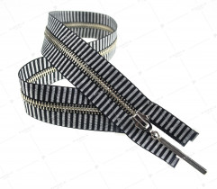 Metall Reissverschluss 50 cm #5 - Schwarz und Weiß Streifen