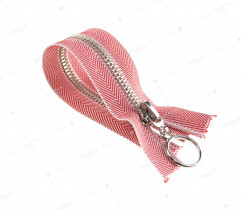 Zipper - metal, red-white stripes, 16 cm  (2700)