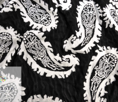 Woven jacquard black - white, Turkish Paisley