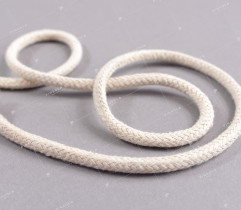 Cotton braided cord in beige 8 mm