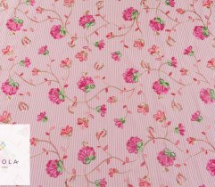 Woven embroidered fabric: big flowers - red