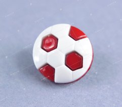 Guzik dziecięcy piłka biało-czerwona