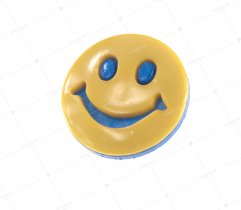 Children's button blue-yellow smiley face