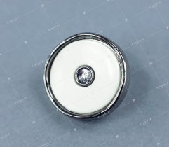 Guzik 25 mm - biały/antracyt z oczkiem (2934)