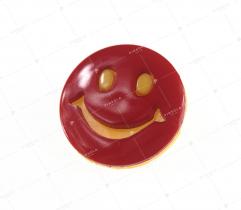 Children's button - red/yellow smiley face (2863)