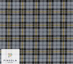 Woven flannel grey-black check with yellow stripe