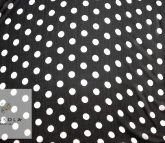 Woven Chiffon - black with white polka dot 