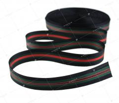 Tape black 2cm - green/red stripe (3367)