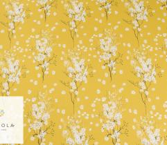 Woven Silki - white flowers on yellow  1,8 m