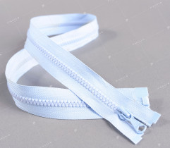 Plastic molded zipper light blue 80 cm