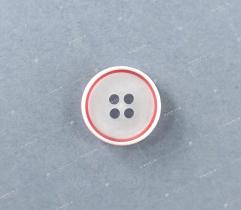 Knopf 15 mm - Weiß und Rot