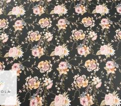 Woven Barbie marchiano - peonies and field flowers on black