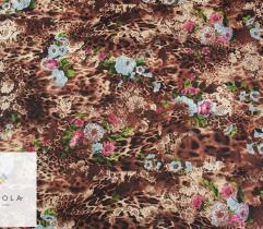 Woven chiffon - flowers in brown 1,5 Lm