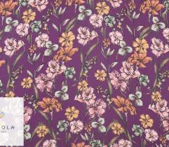 Woven Fabric Georgette - flowers on purple