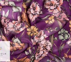 Woven Fabric Georgette - flowers on purple 3Lm