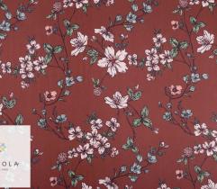 Woven Fabric Georgette - flowers on a brown background