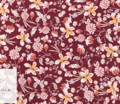 Woven Viscose Fabric - flowers on burgundy 2,5 Lm