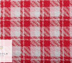 Tkanina Chanelka - czerwona krata 2,1 mb