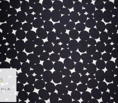 Woven Cotton satin, print - black circles on white