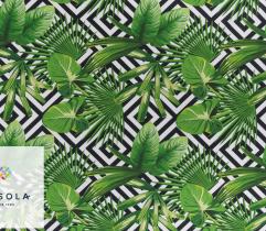 Oxford PU Woven Garden Fabric - Leaves and Black Pattern