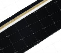 Knit rib 6 cm - black, white-golden strip